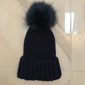 Pom Pom Navy Knit Hat